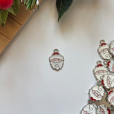 Silver Santa Face Enamel Craft Charm